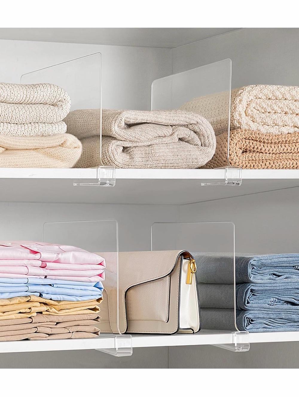 8 pack Clear Shelf Divider Set for Closet Organization - Transparent
